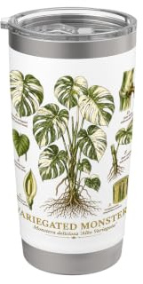 Variegated Monstera Albo Vintage Botanical Anatomy Study Stainless Steel Insulated Tumbler