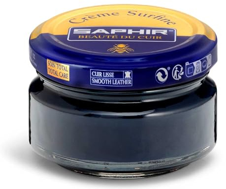 SAPHIR Creme Surfine Pommadier Shoe Polish - Beeswax Cream for Leather Products - Navy Blue