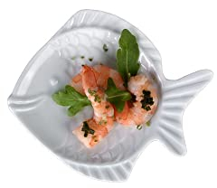 Holst Porzellan FISCH 12 Fischplatte/Fischteller Nemo 12 cm weiß, 12 x 10.5 x 1.5 cm, 6 Stück