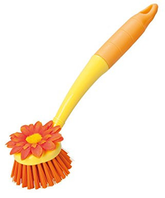 haug bürsten - brosse à vaisselle avec fleur textile - matériau: nylon - forme: ronde - couleur: mangue/mangue