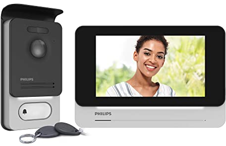 PHILIPS WelcomeEye Touch Video-Türsprechanlage, mit Kamera, 7 Zoll Touch-Monitor, 2-Familienhaus, 2-Draht-Anschluss, erweiterbar, Nachtsicht, einfache Installation, interner Speicher