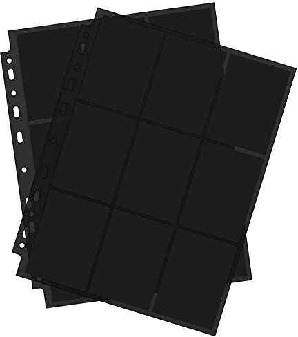 Arkero-G® 10 Seiten Premium Pro 18-Pocket Pages Black/Schwarz Standard Ordnerseiten für Sammelalbum z.B MTG Magic, Topps Match Attax Karten