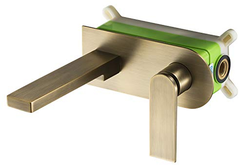 StoneArt Wandarmatur Wasserhahn Waschtischarmatur Bad Einhebel-Waschtischmischer Wandmontage Unterputz Armatur inklusive Unterputz Einbaukörper Leeo 971254 gold, matt