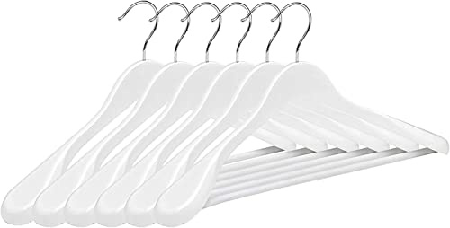 Percha Chaqueta Color Blanco Pack de 6, 12 y 25 Unds - Percha para Abrigos de Madera Natural de Alta Resistencia con Gancho de Acero