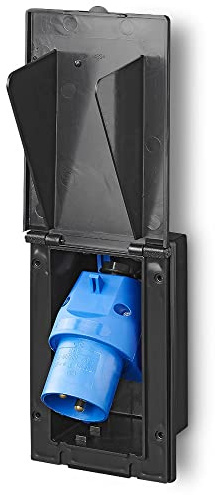ProPlus 373505BK CEE Einspeisestecker Einbau rechteckig schwarz Einbaustecker Höhe 160 x Breite 100mm | Einbaustecker, Höhe 160mm, Breite 100mm IP44 230 Volt