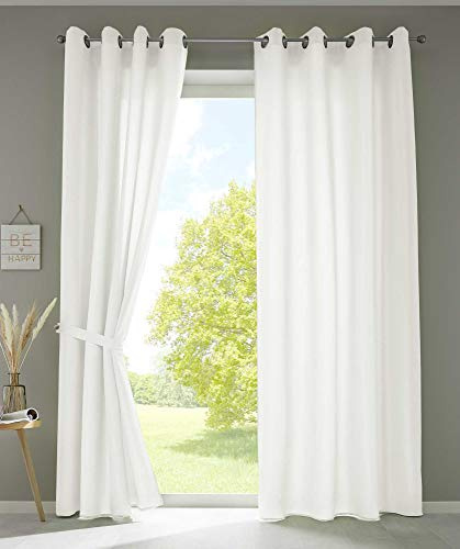 2-pack draperier sjal Ösen »Berlin« HxB 245 x 140 cm kräm iögonfallande mikrosatin ljusgenomsläpplig Uni Matt, 20405N2