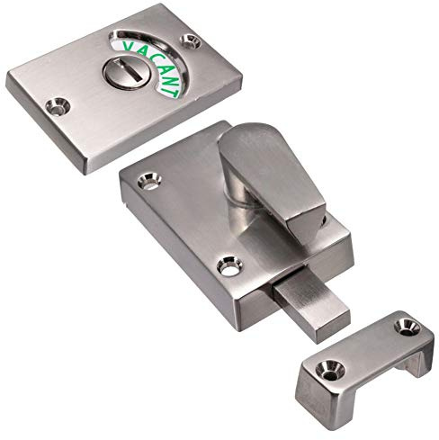 Door Lock Indicator, Toilet Bathroom Lock Vacant/Engaged Chrome Latch, Indicating Occupied, DeadBolt Privacy Partition Door Lock Latch for Bathroom WC Public Restroom Toilet