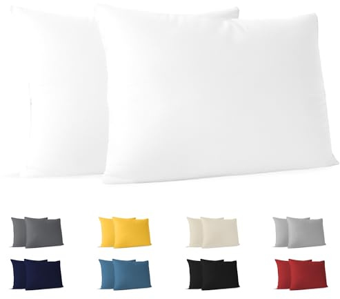 Dreamzie Örngott 50 x 70 cm (set om 2) 100% Bomull Jersey 150 GSM - Nyeupe - Örngott 50 x 70 cm Bomull - Slitstarkt och Allergivänligt Kuddfodral för Kudde