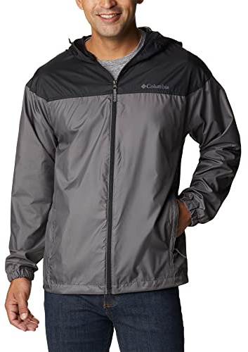 Columbia Men's Flash Challenger Novelty Windbreaker Lightweight Windbreaker Jacket, City Grey x Black, Size S