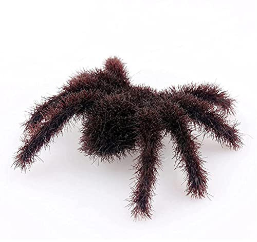 KKPLZZ Araña peluda de Halloween, 6 piezas de araña peluda aterradora falsa araña grande para decoración al aire libre decoraciones de patio aterrador felpa araña accesorios