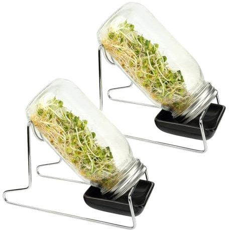 Schramm® Keimglas für Sprossen mit Gestell 750 ml Sprossenglas Keimgerät inkl. Deckel, Ständer und Halter Ersatzgläser Ersatzdeckel Keimgläser Set Keim Glas, Größe:2 Sets