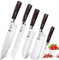ZENG 5pcs Set de Couteaux de Cuisine Set de Couteaux Japonais Couteau Santoku Tranchant Polyvalent en Acier Inoxydable Ergonomique Pakkawood Grifen pour la Maison et le Restaurant