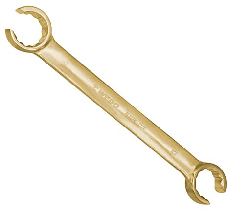 WEDO Doppelringschlüssel für Bremsleitung,Nicht funkelnd Offener Ringschlüssel,aluminium bronze,Größe 6x7mm,Länge 95mm,Doppel-Sechskant Ringschlüssel,Schraubenschlüssel,BAM/FM-Zertifikat