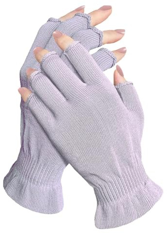 Cotton Moisturising Gloves for Dry Hands, 2 Pairs Fingerless Cotton Gloves