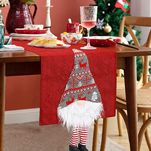 Betylifoy Runner da tavola natalizio, con gambe lunghe, Xmas rustico, rosso, per Natale, festività, festa di Natale (rosso)