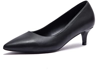 Zhabtuc Damen Pumps mit Kitten Heel, Sexy Spitz Niedrige Absätze 5 cm Absatzschuhe Geschlossene Pumps mit Kleinem Absatz Elegant Brautschuhe Büro Heel Schuhe, Schwarz 41EU