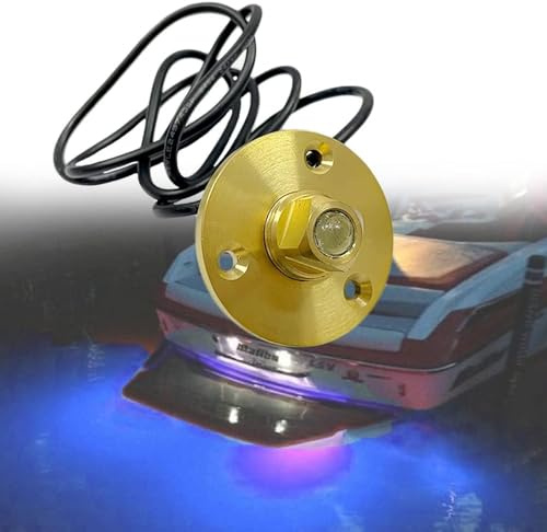 Bouchon de vidange en laiton pour bateau - Lumière LED avec base en bronze - Garboard pour trou de 2,5 cm - Accessoire de pêche en yacht marin (lumière bleue)