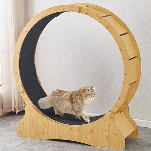 ExoticaBlend Katzenlaufrad aus Massivholz, Laufrad Katze, Cat Wheel für gesunde Bewegung und Entspannung für die Gesundheit der Katze,S