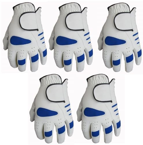 5 Golfhandschuhe aus 100 % Cabretta-Leder, V-Logo, Größe M, rechts