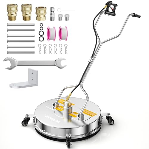 EVEAGE Hochdruckreiniger-Oberflächenreiniger, EP003 Doppelgriff-Edelstahl-Oberflächenreiniger für Hochdruckreiniger, Hochdruckreiniger, 4000 PSI, perfekt für Einfahrten, Gehwege, Terrassen, Decks