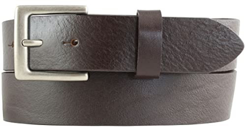 BELTINGER Gürtel aus Vollrindleder mit altsilberner Gürtelschließe 3,5 cm | Jeans-Gürtel für Damen Herren 35mm | Chino-Gürtel oder Trachten-Gürtel | Braun 110cm
