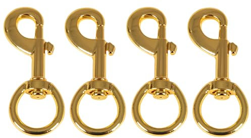 BMFTRRI Karabinerhaken mit Drehgelenk, Zinklegierung, Outdoor-Zubehör, robustes Metall, Clips für Flagge, Hundeleine, Schlüsselanhänger, Lederhandwerk (Gold), 4 Stück