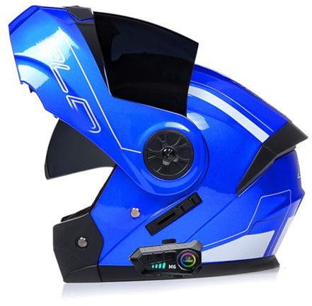 ZHTBATE Casque Modulable Moto Bluetooth Intégral Casque, avec Haut-Parleur IntéGré Double Visière,ECE Homologué pour Scooter· Casque De Moto Homme Et Femme