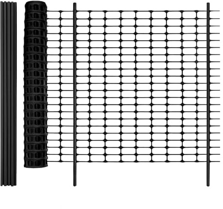 Signstek Begrenzungszaun, mobiler Zaun 25m lang,100 cm hoch, 25×115cm hoch Pfähle, 100×Kabelbindern, Hundezaun Hühnerzaun Gartenzaun, Schwarz