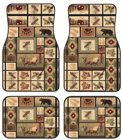 Wild Animals Premium wasserdichte Automatten Komplettset - 4-teiliges Set - Autoteppich Autozubehör - universell passend für PKW, LKW usw