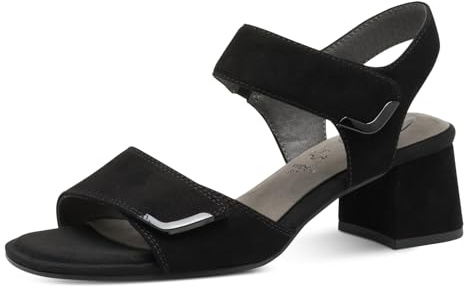 Tamaris Comfort sandali da donna in pelle con tacco a blocco, Nero (Black Suede), 40 EU