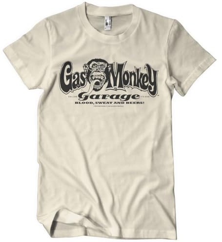 Gas Monkey Garage Officiellt licensierad Gas Monkey Garage Gas Monkey Garage Logo T-shati ya mens (Kaki), XX-Large