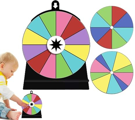 Weppduk Spinnrad für Preise mit Ständer, Glücksrad-Spinner | 3 Stück Roulette-Glücksspiel - Löschbare Whiteboard-Oberfläche, Glücksrad-Spinner mit 12 Steckplätzen