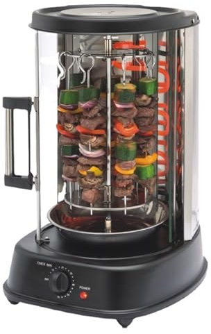 Forno Girarrosto da Piano, Forno Elettrico con Griglia Girevole Senza Fumo, Resistente alle Macchie ed Efficienza Energetica con Porta Resistente al Calore, Include Griglia per Kebob con 7 Spiedini