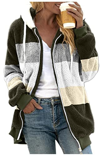 Veste polaire pour femme - Veste d'hiver avec poches - Sweat à capuche chaud - Manteau d'hiver décontracté avec fermeture éclair - Grandes tailles - Veste polaire moelleuse - Veste en peluche