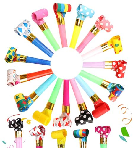 WeddHuis 20 Pezzi Trombette Party Lanciafischi Feste Fischietti Rumorosi per Compleanno Festa Bambini Matrimonio Laurea (Multicolore)