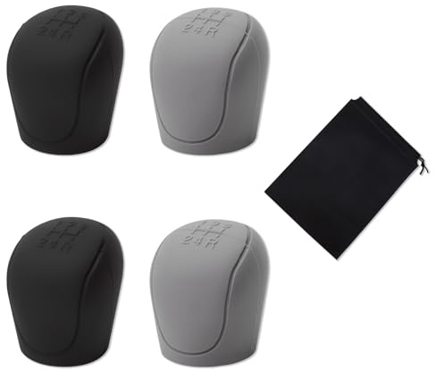 BORISCA 4 Pz Universale Copertura Pomello Cambio in Silicone con Borsa, Morbido Copertura in Silicone per Cambio Auto, Lavabile Copri Pomello del Cambio per Auto per Antiscivolo (A)