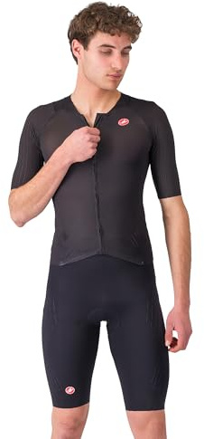 CASTELLI Sanremo Herrenanzug mit 3 Ärmeln, für Radfahren, Rennen, Schwimmen, Radfahren, Laufen, aerodynamischer Triathlon-Anzug mit Tri-Sitzpolster, Schwarz, M