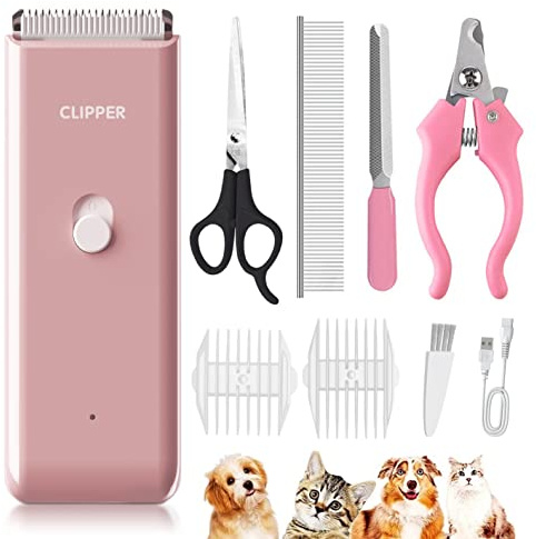 Hundeschermaschine für dichtes Fell,Hundeschermaschine Katzenpflege Trimmer | Tierhaarschneidemaschine Haustier Rasierer,Wiederaufladbare,kabelloser,für Katze/Kleiner Hund/Kätzchen/Welpe,Rosa