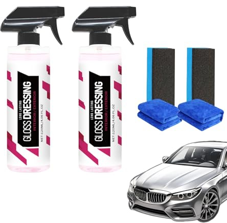 Gloss Dressing Spray For Plastic, Car Care Gloss Dressing, Gloss Dressing for Detailing, Trim & Tire Dressing - Restore Faded Plastics, Car Interior Cleaner Suitable For All Cars (2pcs)
