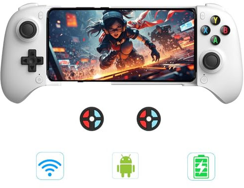 8Bitdo Ultimate Mobile Gaming Controller per Android, Bluetooth Phone Controller per Android con Joystick Hall Effect e Hall Trigger (Bianco)