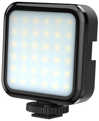 VILLCASE Robustes Fülllicht Videoleuchte Schwarz Kleine Live Streaming Fotografie Lampe mit Einstellbarer Helligkeit Tragbar und Stoßfest für Videokonferenzen und Kameraaufnahmen