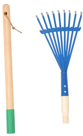 Abaodam Rastrello Per Ragazzo Ragazza Con Manico Legno Staccabile Strumento Leggero Per Giardinaggio e Raccolta Foglie Attrezzo Da Gioco Per Giardino Per Ragazzo Ragazza Blu