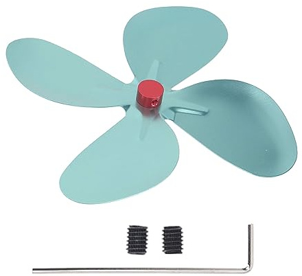 Segrehy Pale de Ventilateur de poêle à 4 pales en Alliage d'aluminium, Dissipation Thermique Haute efficacité pour cheminée, poêle à Bois, Accessoires avec clé hexagonale et vis
