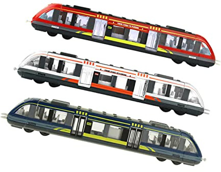 VANZACK 3pezzi Trenini Elettrici Per Ragazzo Ragazza Ragazza in Lega Sicura Giocattolo Treno Portatile e Durevole Per Ragazzo Amanti Dei Treni Design Cartone Animato Adatto Per Ragazzi