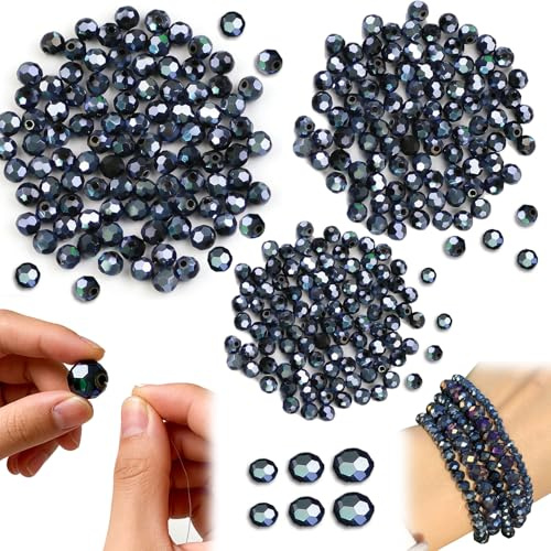 LEOINAER 1072 Pezzi Perline in Vetro di Cristallo Sfaccettato, 4mm/6mm/8mm Trasparenti con Scatola, Perle per Braccialetti, Collane e Gioielli Fai da Te, Perle Cristallo Rondella