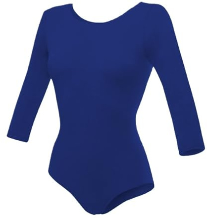 WSQHAO Eleganti body da balletto con maniche a 3/4, ginnastica for donna, casual e basic for adulti Per Donna(Deep blue,S)