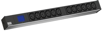 BACHMANN 800.2055 Steckdosenleiste 19 Zoll, 1 HE, 12x C13, Zuleitung 2 m, CEE7/7, Schwarz