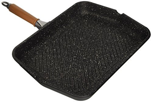 H&H 6461 Bistecchiera Antiaderente, Alluminio Pressofuso, Nero