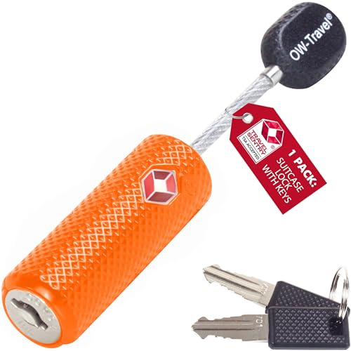OW-Travel Suitcase Locks with Keys, TSA Approved Luggage Padlocks, Orange 1