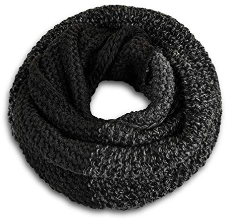 Neverless® Damen Loopschal Strickschal Schlauchschal Winterschal Grobstrick zweifarbig schwarz-dunkelgrau